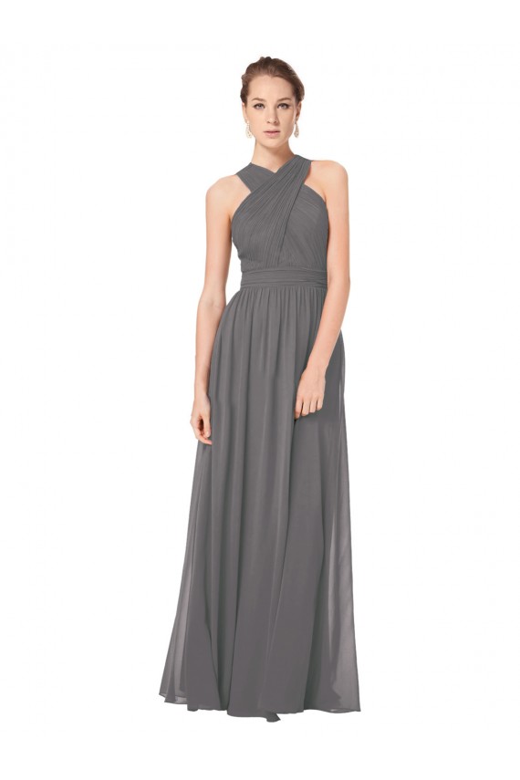Soft Chiffon A-Line Long Sleeveless Keyhole Back Bridesmaid Dress Glasgow
