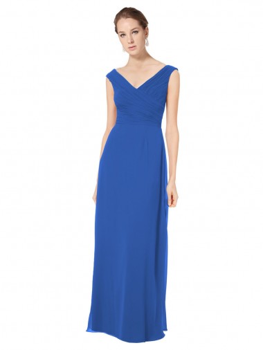 Soft Chiffon A-Line Long Sleeveless Off the Shoulder Open Back Bridesmaid Dresses Glasgow