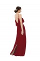 Soft Chiffon Sheath Long Sleeveless V-Back Burgundy Bridesmaid Dresses Glasgow