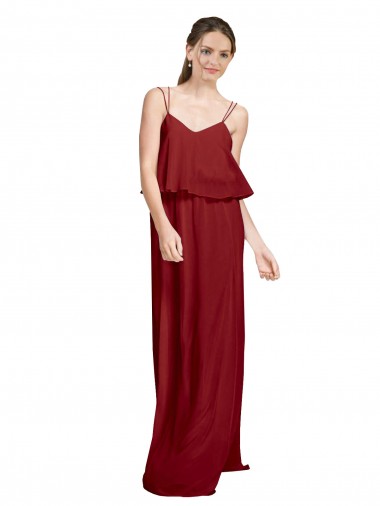 Chiffon A-Line Long Sleeveless Spaghetti Straps Criss Cross Open Back Bridesmaid Dresses Glasgow