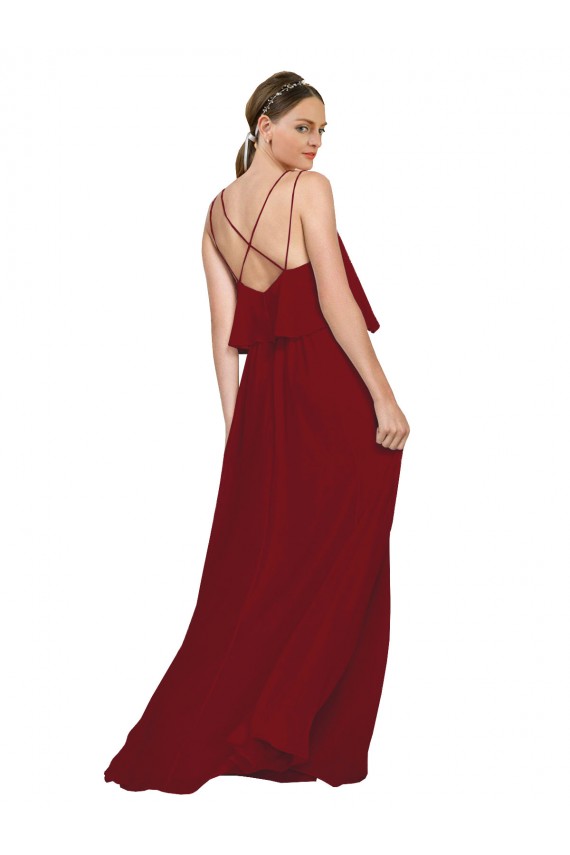 Chiffon A-Line Long Sleeveless Spaghetti Straps Criss Cross Open Back Bridesmaid Dresses Glasgow