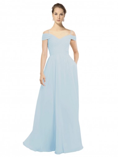Soft Chiffon A-Line Long Sleeveless Sea Glass Evening Dress / Bridesmaid Dress Glasgow