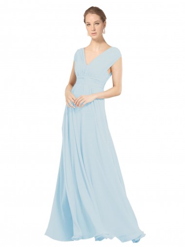 Soft Chiffon A-Line Long Sleeveless Sea Glass Bridesmaid Dress Glasgow