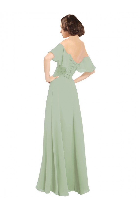 Soft Chiffon A-Line Long Cold Shoulder Bridesmaid Dress Glasgow