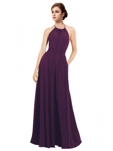 Chiffon A-Line Sleeveless Grape Bridesmaid Dress / Evening Dress Glasgow