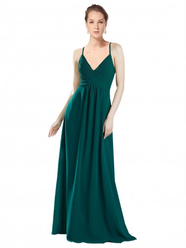 Chiffon A-Line Long Sleeveless V-Neck Keyhole Back Bridesmaid Dresses Glasgow