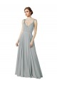 Chiffon A-Line Long Sleeveless Silver Bridesmaid Gowns / Evening Gowns Glasgow