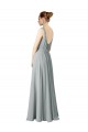 Chiffon A-Line Long Sleeveless Silver Bridesmaid Gowns / Evening Gowns Glasgow