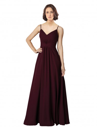 Soft Chiffon A-Line Sleeveless Burgundy Gold Bridesmaid Gown Glasgow