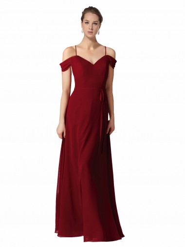 Chiffon A-Line Long Sleeveless Burgundy Bridesmaid Dress / Evening Dress Glasgow