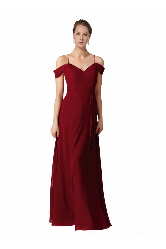 Chiffon A-Line Long Sleeveless Burgundy Bridesmaid Dress / Evening Dress Glasgow
