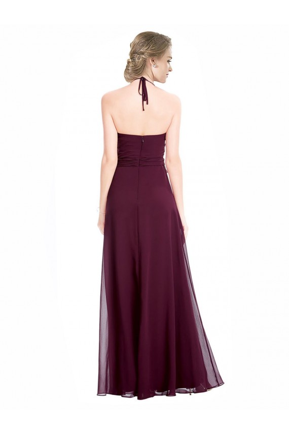 Soft Chiffon A-Line Long Sleeveless Low Back Burgundy Bridesmaid Dresses Glasgow