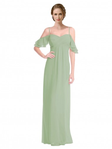 Soft Chiffon A-Line Long Sleeveless Low Back Formal Dress / Bridesmaid Dress Glasgow