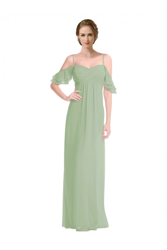 Soft Chiffon A-Line Long Sleeveless Low Back Formal Dress / Bridesmaid Dress Glasgow