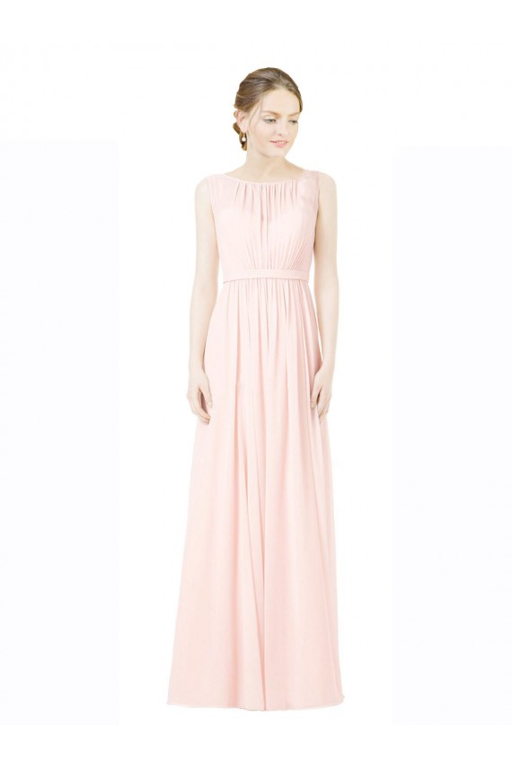 Soft Chiffon A-Line Long Sleeveless V-Back Bridesmaid Dress Glasgow