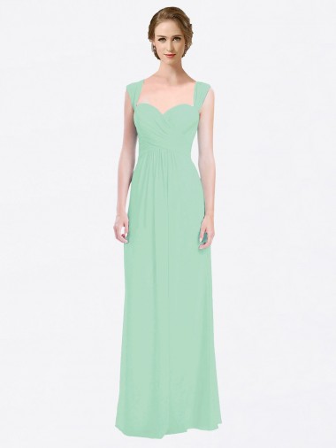 Soft Chiffon A-Line Long Cap Sleeves V-Back Bridesmaid Dress Glasgow