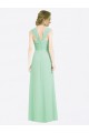 Soft Chiffon A-Line Long Cap Sleeves V-Back Bridesmaid Dress Glasgow
