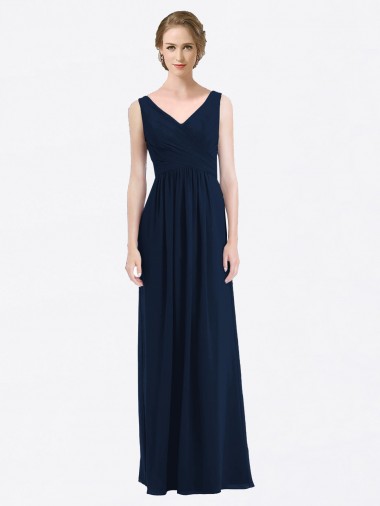 Soft Chiffon A-Line Long Sleeveless Low Back Evening Gowns / Bridesmaid Dress Glasgow