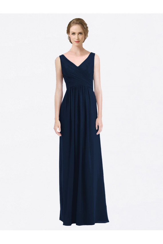 Soft Chiffon A-Line Long Sleeveless Low Back Evening Gowns / Bridesmaid Dress Glasgow