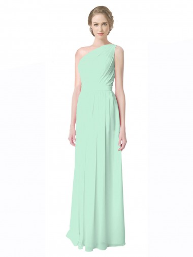 Soft Chiffon A-Line Long Sleeveless Mint Green Bridesmaid Dress Glasgow