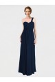 Soft Chiffon A-Line Long Sleeveless Low Back Dark Navy Bridesmaid Dresses Glasgow