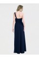 Soft Chiffon A-Line Long Sleeveless Low Back Dark Navy Bridesmaid Dresses Glasgow
