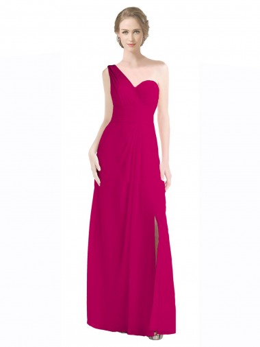 Soft Chiffon A-Line Long Sleeveless Red Bridesmaid Dress Glasgow