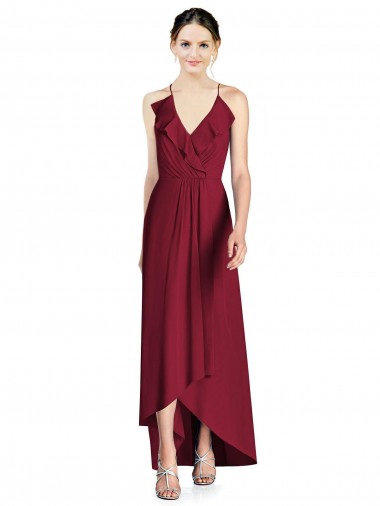Soft Chiffon Long Sleeveless Open Back High Low Bridesmaid Dress Glasgow