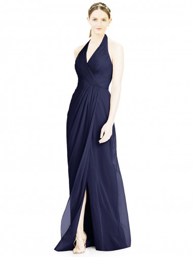 Soft Chiffon A-Line Long Sleeveless Open Back Side Front Slit Bridesmaid Dresses Glasgow