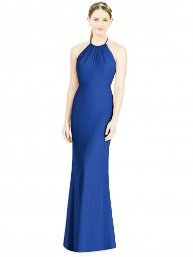 Soft Chiffon Trumpet Long Sleeveless Criss Cross Back Bridesmaid Dress Glasgow