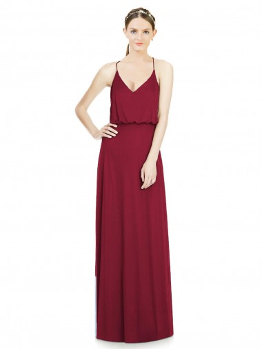 Soft Chiffon A-Line Long Sleeveless Burgundy Bridesmaid Dresses Glasgow
