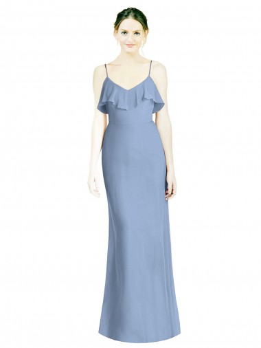 Soft Chiffon A-Line Sleeveless Dusty Blue Bridesmaid Dresses Glasgow