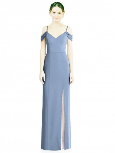 Soft Chiffon A-Line Long Cold Shoulder Open Back Formal Evening Gown / Bridesmaid Dress Glasgow