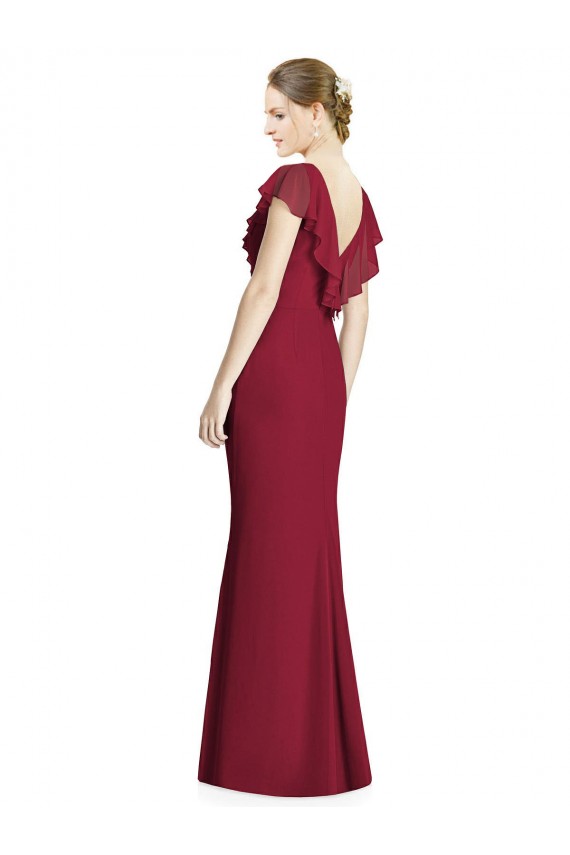 Soft Chiffon Trumpet Long Sleeveless V-Back Bridesmaid Dress Glasgow