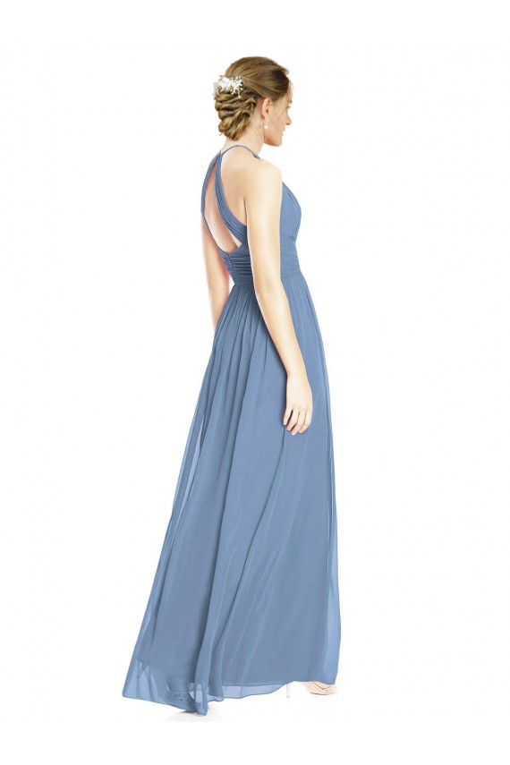 Chiffon A-Line Sleeveless Dusty Blue Wedding Party Dress Glasgow