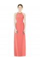 Soft Chiffon A-Line Long Sleeveless Coral Open Back Bridesmaid Dress Glasgow