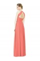 Soft Chiffon A-Line Long Sleeveless Coral Open Back Bridesmaid Dress Glasgow