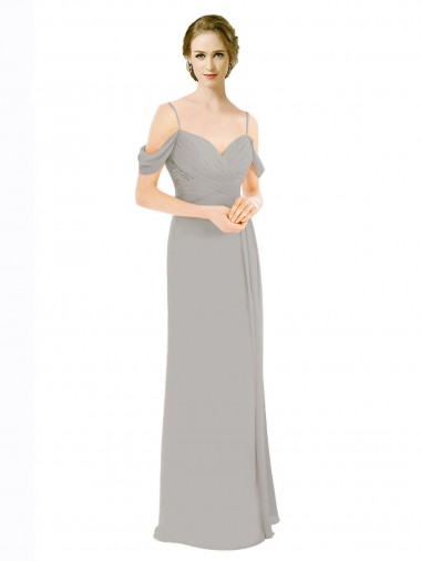 Soft Chiffon & Lace A-Line Long Cold Shoulder Open Back Bridesmaid Dress Glasgow