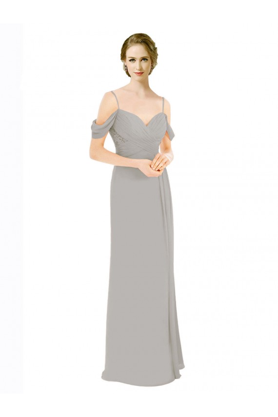 Soft Chiffon & Lace A-Line Long Cold Shoulder Open Back Bridesmaid Dress Glasgow