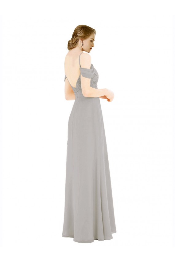 Soft Chiffon & Lace A-Line Long Cold Shoulder Open Back Bridesmaid Dress Glasgow