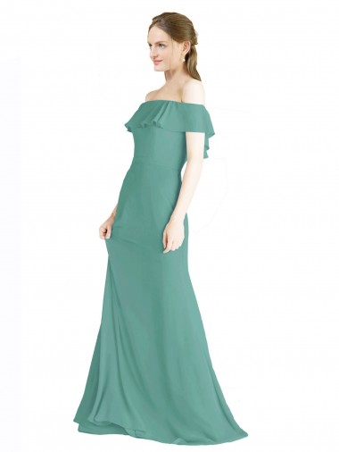 Soft Chiffon Long Sleeveless Bridal Party Dress Glasgow