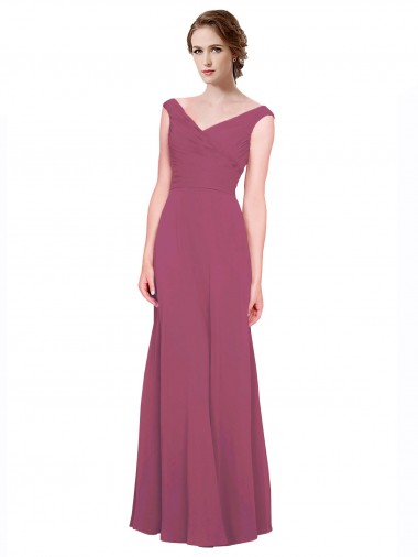 Soft Chiffon A-Line Long Sleeveless Mauve Taupe Bridesmaid Dress Glasgow