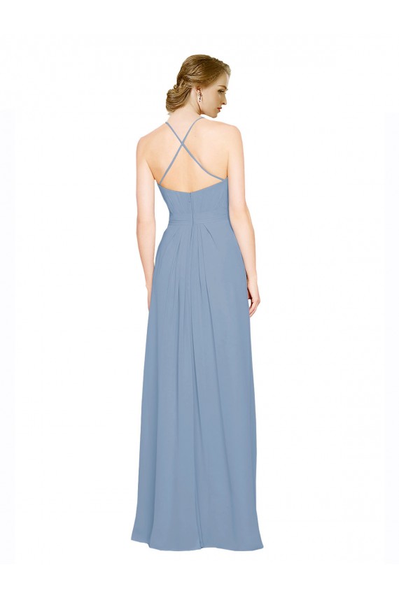 Chiffon A-Line Long Sleeveless Criss Cross Open Back Bridesmaid Dress / Evening Dress Glasgow