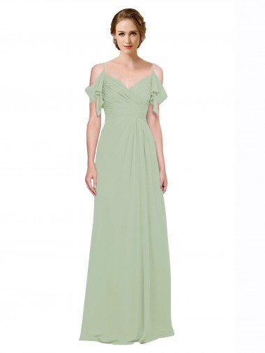Lxue Chiffon A-Line Long Sleeveless Low Back Bridesmaid Dress Glasgow