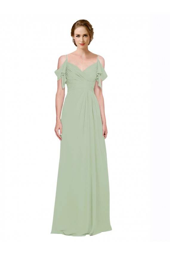 Lxue Chiffon A-Line Long Sleeveless Low Back Bridesmaid Dress Glasgow