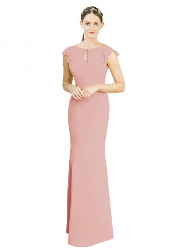 Soft Chiffon Mermaid Long Cap Sleeves Formal Dress / Bridesmaid Dress Glasgow