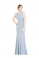 Soft Chiffon A-Line Long Sleeveless Light Sky Blue Low Back Bridesmaid Dress Glasgow