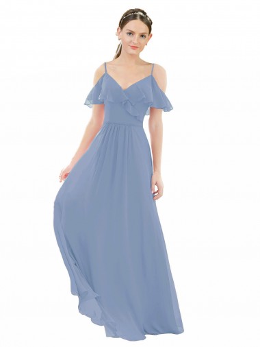 Lxue Chiffon A-Line Long Cap Sleeves Bridesmaid Dress Glasgow