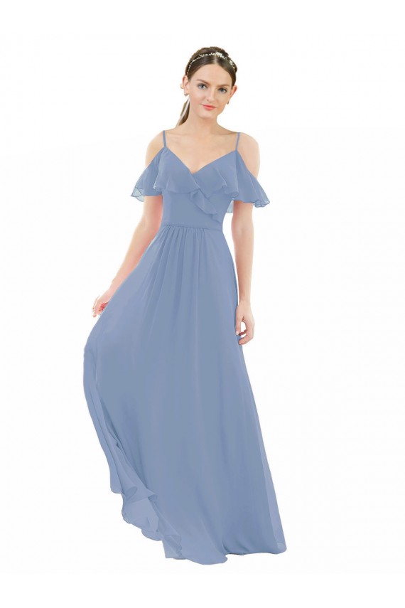 Lxue Chiffon A-Line Long Cap Sleeves Bridesmaid Dress Glasgow