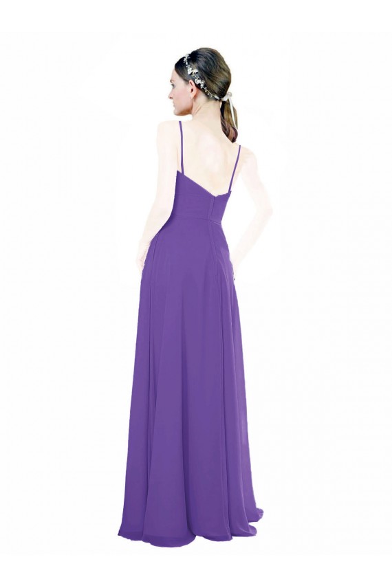 Soft Chiffon A-Line Long Sleeveless Purple Bridesmaid Dresses Glasgow